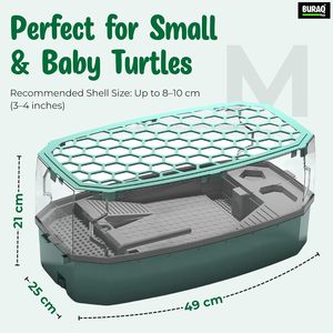 Turtle Tank with Water Filter, <b>Pump</b>, Basking Platform & Turtle House for Tortoises, Reptiles and <b>Small</b> Turtles - Product Image 2