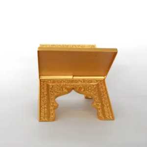 Support de Coran pliable en bois fait main, incrustation en bois foncé, motif floral géométrique sculpté en X, support de livre religieux durable - Product Image 4