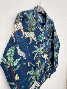 Conjunto de Pijama de Algodón Suave con Estampado de Jungla para Mujer, Hecho a Mano, con Botones, Regalo para Ella, Regalo para Damas de Honor - Product Image 5