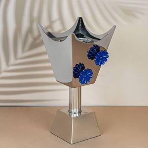 Metal Incense Burner with Red Flower Design Silver Finish Aromatherapy Use All-Season - Product Image 3