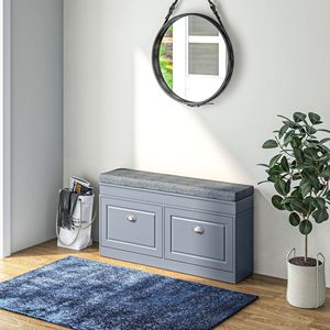 Moderna scarpiera grigia per ingresso Organizer a 2 cassetti cuscino ripiano regolabile contiene 8 mobili da soggiorno - Product Image 5