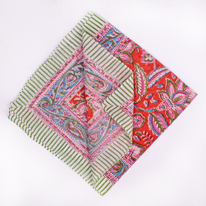Designer Multi Colour Floral Pattern Handmade Cotton Bandana <b>Square</b> <b>Scarf</b> Skin-Friendly Blue Green Casual Style Spring Summer - Product Image 4