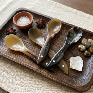 High Quality Brass Round Horn Spoon for Home Hotel & Restaurant Use Wedding Baby Soup Dessert Art Deco Industrial Design - Product Image 2