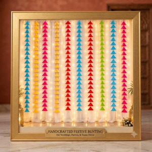 Wholesale <b>Artificial</b> Colorful Fabric Triangle Wall Decal Traditional Indian Festival Diwali Wedding Backdrop Decoration - Product Image 1