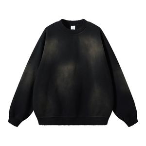 เสื้อสเวตเชิ้ตคอกลมสีกรมท่าทรงโอเวอร์ไซส์สำหรับผู้ชาย ผ้าฝ้ายถัก สีพื้น สวมใส่สบายๆ สำหรับฤดูใบไม้ร่วง - Product Image 2