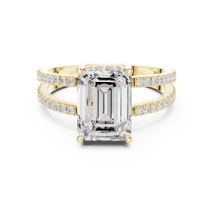 แหวนแต่งงานครบรอบแต่งงาน Aries Jewel แบบ Split Shank Halo ประดับเพชรทรง Emerald Cut 3 กะรัต DE VS1 เพชรเลี้ยงในห้องปฏิบัติการ ตัวเรือนทองคำแท้ 14K - Product Image 1