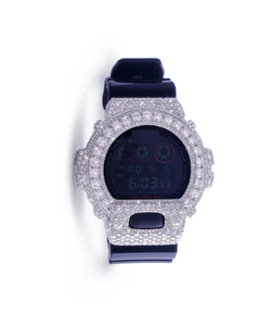 Reloj Digital con Cristal Decorado, Bisel de Diamantes, Correa Negra de Acero Inoxidable, Lujoso, Unisex, 38mm, Resistente al Agua 10 Bar - Product Image 1