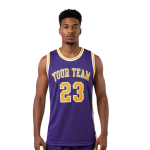 Conjunto de Camiseta y Pantalones Cortos de Baloncesto Clásico para Hombre, Cuello Redondo, Sin Mangas, Franja Doble Lateral, Ribete en Contraste, Nombre y Número del Equipo Personalizados - Product Image 3