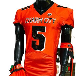 Jersey de fútbol americano bordado de talla grande transpirable estirable pantalones de sublimación Pakistán hecho fotos reales completo bueno - Product Image 1