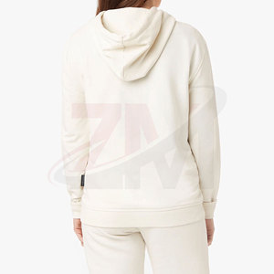 เสื้อฮู้ดผู้หญิงสีพื้นแบบยาวสำหรับฤดูหนาว ผลิตตามสั่ง OEM MOQ ต่ำ ผ้าฝ้าย 100% พิมพ์โลโก้ตามสั่ง แขนยาว - Product Image 2