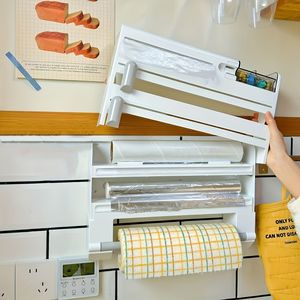 6-in-1 Space-Saving Wall-Mounted <b>Kitchen</b> Organizer Storage Box Trash Dispenser Foil/Plastic <b>Wrap</b> Holder Targeted Wall Storage - Product Image 6