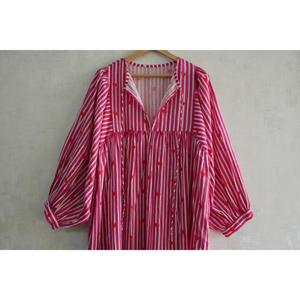 Vestido de Mujer con Estampado de Bloques de Algodón, Vestido Boho Hecho a Mano para Verano, Ligero, Transpirable, de Tela Natural, Informal para Uso Diario - Product Image 4