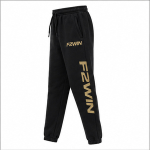 F2WIN Men's <b>Black</b> Sweatpants Elastic Waist Drawstring Casual <b>Joggers</b> Windproof Breathable Eco-Friendly Heat Transfer Print Gold - Product Image 5