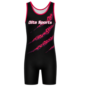 Maillot de lutte sublimé noir et rose pour hommes, uniforme sportif en polyester, sans manches, vêtements de lutte pour l'entraînement et les matchs - Product Image 2