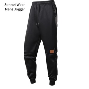 Pantalon de survêtement décontracté pour homme à séchage rapide, motif croisé, 100 % coton, teint en pièce, taille élastique, poches - Product Image 2