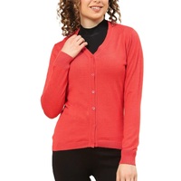 Pull cardigan décontracté d'hiver à manches longues en acrylique tricoté de haute qualité, style vintage, col en V, avec logo personnalisé pour femme