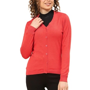 Custom Logo Women's Vintage Style V-neck Knitted Long Sleeve Casual Winter Button <b>Cardigan</b> Sweater From Bangladesh - Product Image 1