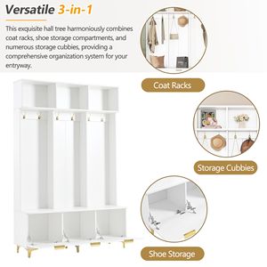 Moderno grande spazio portaoggetti panca albero On-Trend 6 oro gancio appendiabiti lucido porte scanalate lussuosi mobili da soggiorno - Product Image 3