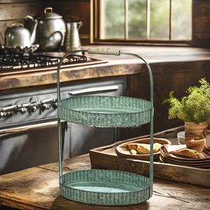 จานเค้กชุบสังกะสีแบบสองชั้นทรงรีถาดเสิร์ฟแบบพรีเมียมสำหรับขนมอบและขนมหวาน - Product Image 1