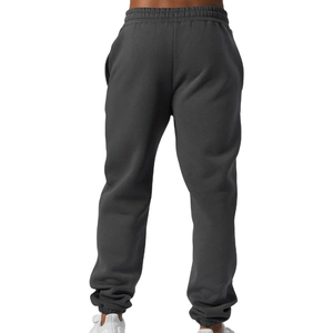 Pantalon de jogging en molleton gris foncé pour homme, taille élastique, décontracté, avec poches latérales, tricoté mi-lourd, pour l'automne - Product Image 4