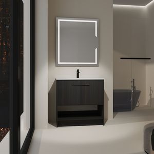 Meuble-lavabo autoportant de 36 pouces avec 2 portes à fermeture douce, vasque en céramique et armoire en contreplaqué - Meubles-lavabos - Product Image 3