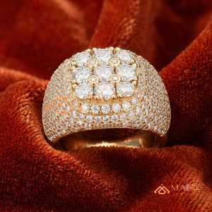 Solid Gold Mens Moissanite Cluster <b>Ring</b> Hip Hop Anillo <b>Iced</b> Out Round Cut Luxury Jewelry Regalo Para Hombre - Product Image 6