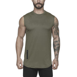 Camiseta sin mangas verde para hombre, con estampado 'Beast Mode On', cuello en V, informal, para fitness, venta al por mayor, personalizada, verde oliva, transpirable - Product Image 5