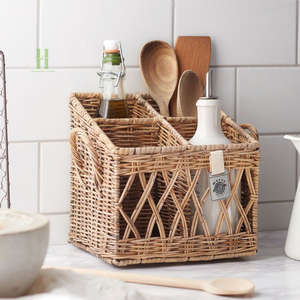 TOP SELLER Eco-Friendly Natural Seagrass <b>Kitchen</b> Utensil Holder Basket Maddy <b>Caddy</b> Organizer for Cutlery Wooden Spoon Storage - Product Image 3