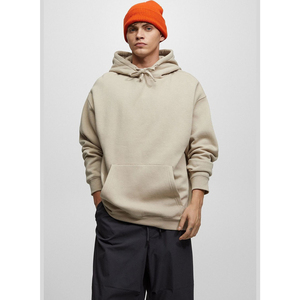 Sudadera con Capucha Extra Grande para Hombre, Color Beige, Manga Larga, Color Sólido, Informal, para Otoño - Product Image 3