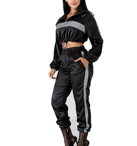 Windproof Winter Solid Casual Women's Windbreaker <b>Set</b> Best Quality 2-Piece Long Hooded Eco-Friendly Breathable Customizable - Product Image 2