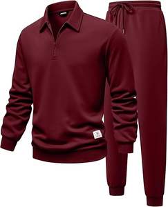 Conjuntos deportivos de 2 piezas para hombre, conjunto de chándal con camiseta polo con cremallera de un cuarto y pantalones deportivos tipo jogger. - Product Image 1