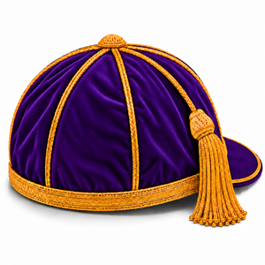 Casquette de rugby en velours brodée personnalisée Honours, style Angleterre, unisexe, pour adulte, avec pompon violet et or, logo, nom d'équipe et numéros - Product Image 3