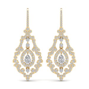 Boucles d'oreilles pendantes REYES exquises en argent sterling 925 plaqué or jaune 14 carats avec moissanite pour femmes, bijoux en gros - Product Image 2