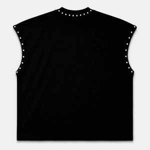Débardeur personnalisé avec impression DTF et strass, streetwear haut de gamme, sans manches, unisexe, mode, OEM, vente en gros, 100% coton, écologique - Product Image 1