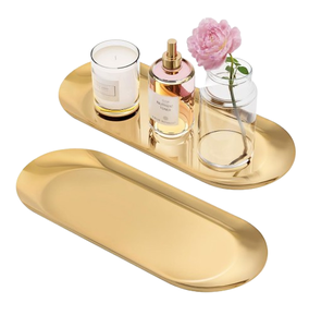 Modern Style Gold Brass <b>Vanity</b> <b>Tray</b> Custom-Size Decorative <b>Tray</b> for Home and Hotel Multi-purpose Usage - Product Image 1