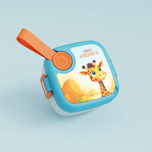 Boîte à bento pour enfants avec motif d'animaux mignons, boîte à lunch en plastique à un seul niveau avec poignée portable, boîte à lunch portable, boîte à lunch de bureau - Product Image 2