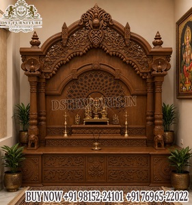 Large Size Swaminarayan Mandir For Community Temples Customized Wooden Altar Mandir for Satsang <b>Halls</b> Pooja Mandirs Manufacturer - Product Image 6