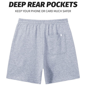 Shorts de sport décontractés pour hommes en tissu peigné Drain Sports - Séchage rapide, anti-UV, anti-plis, taille à cordon de serrage, mélange coton/polyester, OEM - Product Image 4