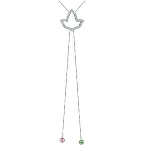 Silver Bolo Lariat <b>Necklace</b> with Bird Shape Pendant <b>Long</b> Double Drop Chain Multicolor Bead Ends Elegant Women Fashion Jewelry - Product Image 4