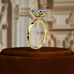 Bague de Mariage en Diamant de Laboratoire Taille Marquise 1cCT, Bague de Mariage en Or 14K avec Halo Caché, Bague Solitaire de Mariage, Bague Vintage - Product Image 4