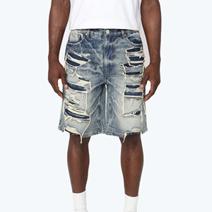 New Design High Quality 100% Cotton <b>Men</b> Denim Shorts Light Wash Summer Casual Breathable Quick Dry Wholesale for Sale - Product Image 3