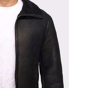 New Style Top Quality Material Breathable Pilot Flying <b>Leather</b> Jacket Men Black <b>Fur</b> Collar Custom <b>Leather</b> <b>Coat</b> Men Winter Jacket - Product Image 6