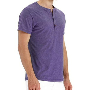 T-shirt Henley en coton à manches courtes coupe classique pour homme, 3 boutons, prix de gros usine, t-shirts vierges coupe classique pour marque - Product Image 1