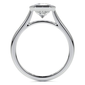 Luxury Radiant Cut Moissanite Bezel <b>Set</b> Engagement <b>Ring</b> 10K Solid White Gold Minimalist Solitaire <b>Ring</b> For <b>Women</b> - Product Image 6