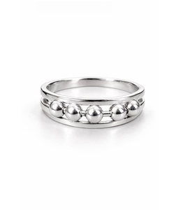 Sterling Silver Beaded Fidget Ring Anxiety Spinner <b>Worry</b> Band Handmade Stress Relief Meditation Jewelry Minimalist Stackable - Product Image 1