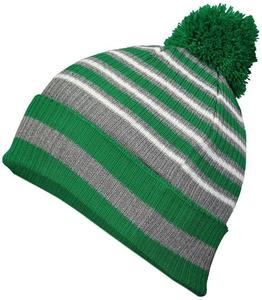 Bonnet d'hiver tricoté personnalisé en gros avec pompon, à revers rayé, chaud en acrylique, unisexe, pour le ski et les activités de plein air - Product Image 6