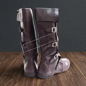 Bottes en cuir authentiques du Moyen Âge et de la Renaissance pour hommes, chaussures historiques faites à la main pour reconstitutions historiques, cosplay, costume de viking ou de chevalier - Product Image 3