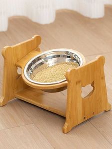 Elegant Wooden Dog Food Bowl Raised Design With Removable Stainless Steel Bowl For Healthy <b>Pet</b> Feeding Experience - Product Image 2