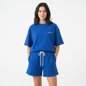 High Quality Oversized drop shoulder women's 2 piece <b>set</b> custom printed logo short ladies <b>twin</b> <b>set</b> - Product Image 1