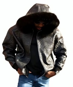 Genuine Python Texture <b>Leather</b> <b>Jacket</b> Men Premium Cowhide Fashion OEM ODM Wholesale Sample Service Available - Product Image 1